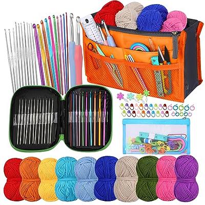 JOYTAG 10 Acrylic Yarn Skeins,Multicolor Crochet Craft for Crocheting and  Knitting,with Hooks Knitting Needles Stitch Markers,Crochet Starter Kit
