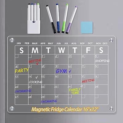 Goefun Acrylic Magnetic Calendar for Fridge Weekly Planner - Clear Set of 2  Dry Erase Board Calendar for Refrigerator, Glass Calendar Includes 6 Dry  Erase Markers with 3 Colors(17x12Inches) - Yahoo Shopping