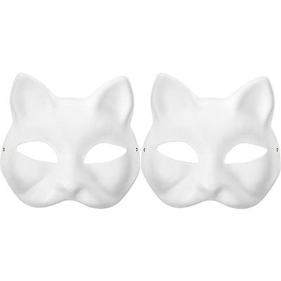 TOYANDONA 2pcs Halloween Cat Mask Diy White Paper Masks Unpainted