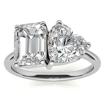 2.40 Ct Colorless Round Cut Moissanite Engagement Ring, 18K White