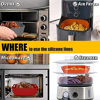 2Pcs Silicone Air Fryer Liners, ZSTea 8.5 Inches Square Air Fryer Silicone  Basket Bowl Reusable Baking