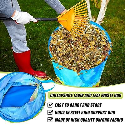 Pilntons 4 Pack 72 Gallons Reusable Yard Waste Bags with Lid Extra Large  Lawn Leaf Bags Heavy Duty with 4 Handles Garden Waste Bags Container for