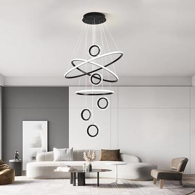Modern LED Chandelier Modern Chandelier Fixtures Adjustable Hanging Remote  Dimmable 8 Rings Chandelier Ceiling Light Fixtures for Living Room Foyer  Staircase Entrance - Yahoo Shopping