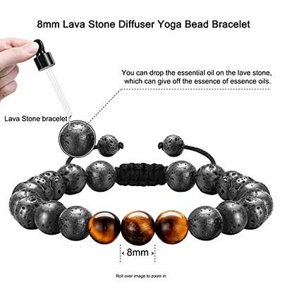 M MOOHAM Mens Bracelet, Tiger Eye Bracelet Men Lava Rock Bracelets