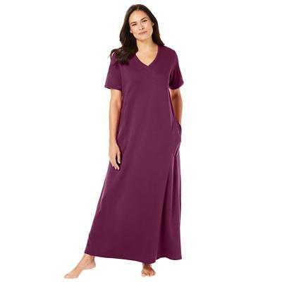 Plus Size Women's Long Terry Robe by Dreams & Co. in Rich Magenta