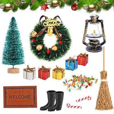 17pcs/set Wooden Elf Door Christmas Ornaments Mini Christmas Snowman  Christmas Tree Miniature Scene Props Accessories Suitable For Dollhouse,  Home Decoration, DIY Scene Accessories, Office Toys 17pcs/set Wooden Elf  Door Christmas Ornaments Mini