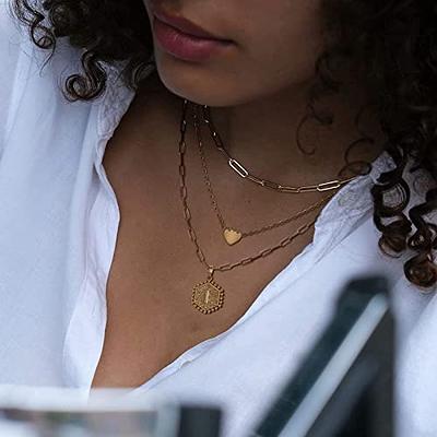  Picuzzy Gold Initial Necklaces for Women, Dainty 14k