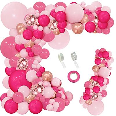 10 pack ROSE GOLD & fuchsia PINK balloons 5 metallic rose gold and 5  fuchsia pink confetti balloons anniversary, birthday party, christmas