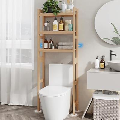 Homde Over The Toilet Storage with Basket and Drawer, Bamboo Bathroom  Organizer with Adjustable Shelf & Waterproof Feet Pad, Space Saver Storage  Rack