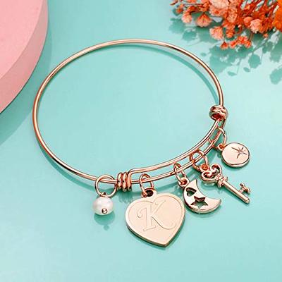 ALPHABET K HEART CHARM BRACELET