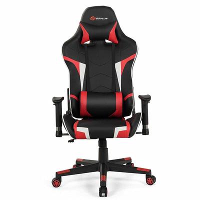 GTRACING Gaming Chair with Footrest and Ergonomic Lumbar Massage Pillow  Faux Leather Office Chair, Black 