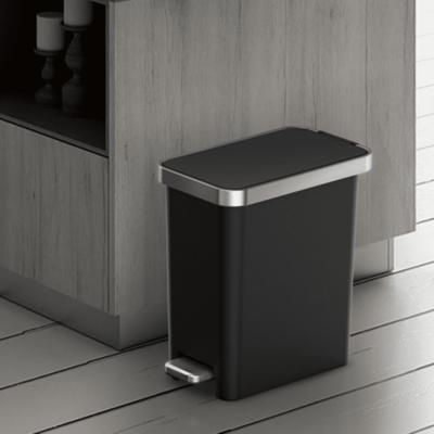 Hefty 13.3 Gallon Trash Can, Plastic Touch Top Kitchen Trash Can, Black - Gray