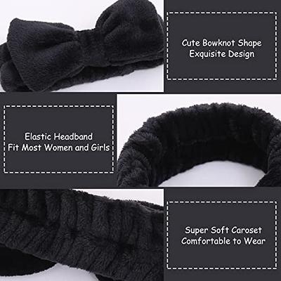 Spa Headband, Bowknot Hair Bands Makeup Headbands Women Coral Fleece  Elastic Headband Washing Face Hair Wrap for Washing Face Shower Sports  Beauty