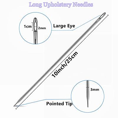 3 Pcs Leather Sewing Needles, Large-Eye Stitching Needles Triangle Pointed Tip