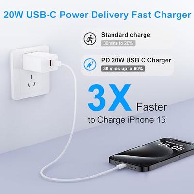 NEW 20W USB-C Fast Charger PD Adapter Cable For iPhone 15/14/13/12