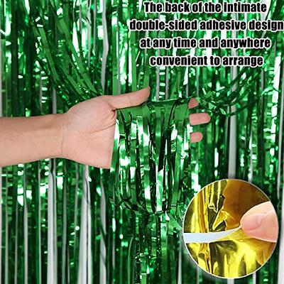 Large 12-ft Foil Fringe Wall Backdrop Green Streamers Holiday Event Party  Decor