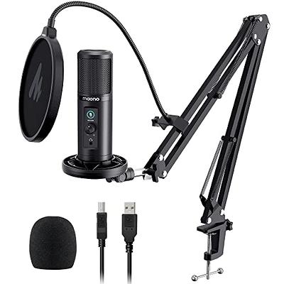 Sudotack USB Streaming Podcast PC Microphone, 192KHz/24Bit Studio Cardioid  Condenser Mic Kit with Sound Card, Boom Arm, Shock Mount, Pop Filter, for