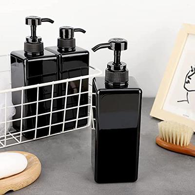 Shampoo Bottle Refillable Amber Glass Soap Dispenser for Shampoo,  Conditioner, Body Wash With Black Metal Pump Eco Refill, Bathroom 