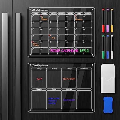 Jytue 17x12 Acrylic Magnetic Calendar Board Transparent Planning  Whiteboard with 4 Markers and Pen Holder for Weekly Monthly Plan 