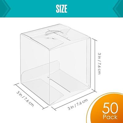 50-Pack Clear Gift Boxes - 3x3x3 In Square Plastic Transparent Favor Boxes  for Wedding, Baby Shower, Birthday Party