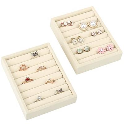 Frebeauty Rings/Earring Organizer Tray with Clear Lid, 10 Slots Large PU  Drawer Insert,Jewelry Storage Box Jewelry Display Case,Jewelry Store  Showcase with Lock,Gift for Women Girls