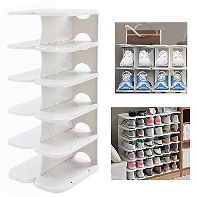 TXALWIQ 6-Tier Narrow Shoe Organizer, Adjustable Cubby Shoe Rack