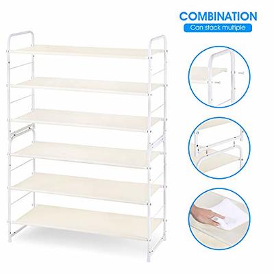 SimpleHouseware 3-Tier Stackable Shoe Rack Organizer Shelf, White 