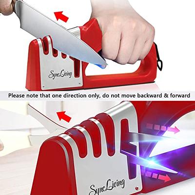 2 in 1 Tungsten steel & Ceramic Knives Sharpener V-Shaped Non Slip Handle