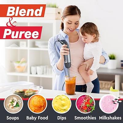 High Speed Immersion Blender, Electric Hand Blender 500 Watt with Turbo Mode, Detachable Base. Handheld Kitchen Gadget Blender Stick for Soup