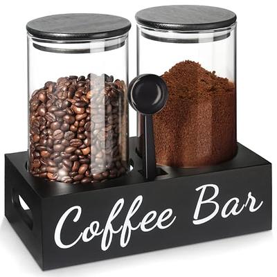 Bokon 2 Pcs Coffee Station Organizer for Countertop Wooden Coffee