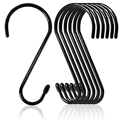 12 Pack 4 Inch Vinyl Coated S Hooks With Rubber Stopper Non Slip Heavy Duty S  Hook, Steel Metal Black Rubber Coated Closet S Hooks For Hanging Jeans  Plants Jewelry Pot Pan