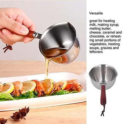 Butter Warmer Flat Bottom Stainless Steel Mini Butter Hot Pots Oil Pan  Small Saucepan for Boiling Milk Sauce Gravies