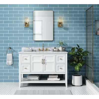 Home Decorators Collection Merryfield 43 in. W x 22 in. D x 35 in. H Single  Sink Freestanding Bath Vanity in White with Carrara Marble Top  19112-VS43-WT - The Home Depot