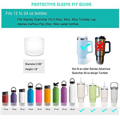 2Pcs Silicone Boot Sleeve for Stanley Quencher 40oz 30oz Tumbler with  Handle, Compatible With IceFlow 20oz 30oz,Protective Water Bottle Cup  Bottom Bumper Cover Compatible With Stanley Tumbler Accessories