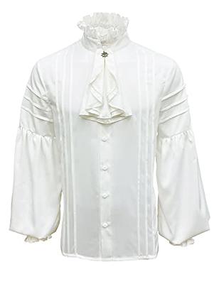 VOXGET Mens Pirate Shirt Renaissance Vampire Halloween Victorian Steampunk  Gothic Ruffled Medieval Costume Tops White - Yahoo Shopping