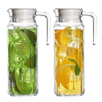 UMIEN Carafe Pitcher Clear Beverage Carafes with Flip Top Lid for Water,  Iced Tea, Mimosas, Laundry Detergent, Milk, Juice Easy Pour BPA Free  Plastic