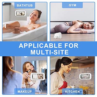 ABHILWY Shower Phone Holder Waterproof Wall Mount, Bathroom Case Mounted  Shelf Stand Suction Cup, Adhesive Touchable Phone Cradle with Glass Mirror  Anti-Fog Screen for Bathtub Kitchen White - Yahoo Shopping