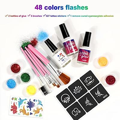 Glitter Fake Tattoo Kits Templates Flash Temporary Tattoo Kits Party Kids  Adult Face Body Painting Art Tool Set Christmas Gift