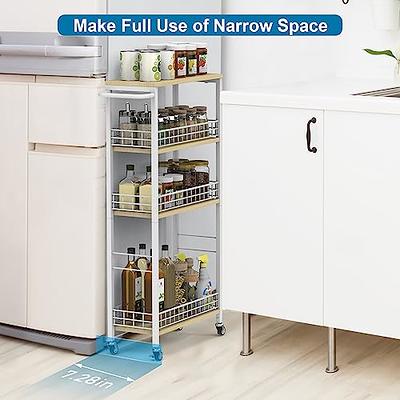 KPX Slim Rolling Storage Cart Kitchen Small Shelves Organizer with