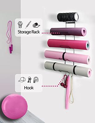 5-Tiers Yoga Mat Holder Wall Mount, Metal Storage Rack for Yoga Mat/Wheels,  Foam Roller and Block, Wall Yoga Mat Rack with 3-Hooks for Hanging  Stretching Strap, Resistance Bands, Yoga Accessories - Yahoo