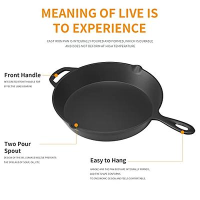 Cuisinel Cast Iron Skillet with Lid - 10-Inch Pre-Seasoned Frying Pan +  Glass Cover + Heat-Resistant Handle Holder - Indoor/Outdoor Use - Grill