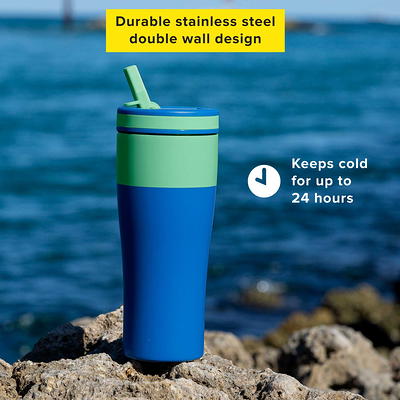 15oz Insulated Tumbler With Straw And Flip Lid Double Walled