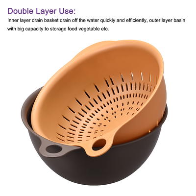 Unique Bargains Colander Strainer Basket Plastic Double Layer