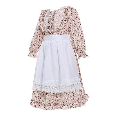 Vibsion Girls Pioneer Prairie Costume Pilgrim Dress Kids Floral