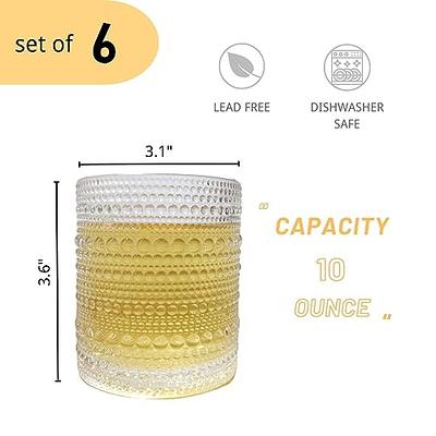 10 oz. Textured Beaded Rose Gold Old Fashion Drinking Glasses (Set of 6)