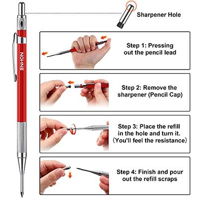 Enhon 2mm Mechanical Carpenter Pencil Set with 12 Marker Refills