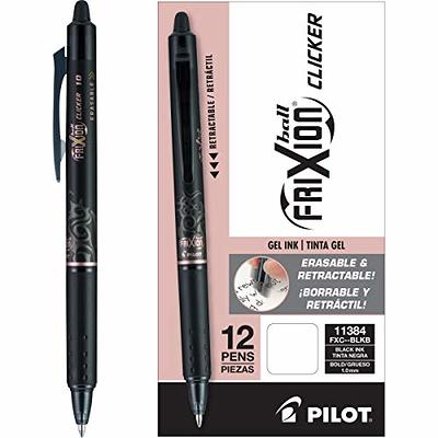 Pilot FriXion Ball Clicker Erasable Gel Pens, Fine Point, Black Ink, Dozen  (31450)