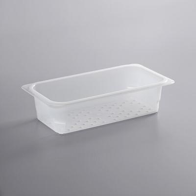 Vigor 1/9 Size 4 Deep Clear Polycarbonate Food Pan with Secure Sealing  Cover - 3/Pack