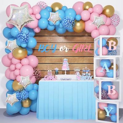 177pcs Macaron Baby Pink Blue Balloons Garland Arch Kit Gender