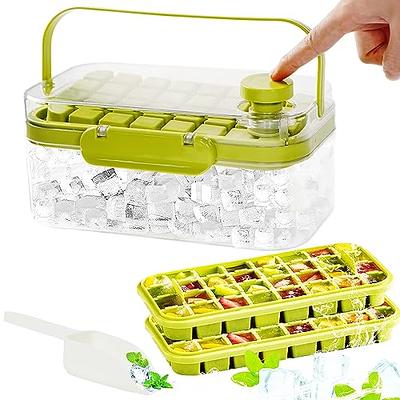 Ice Cube Tray with Lid and Bin, 64 PCs Ice Cubes Molds with Ice Scoop, BPA  Free, Easy Release Stackable Spill-Resistant Ice Cube Trays for Freezer